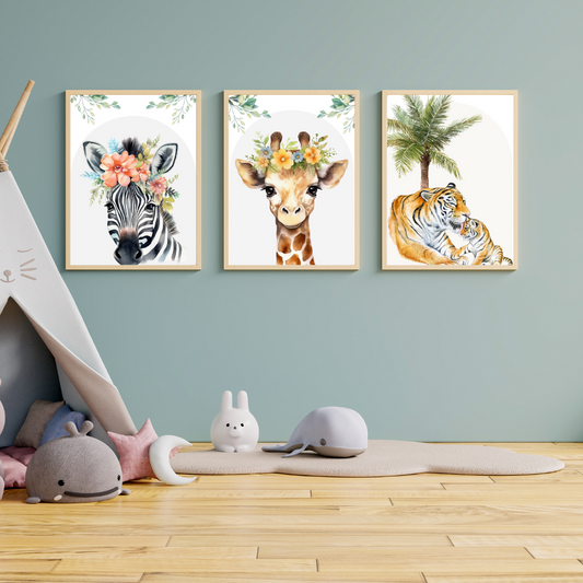 Safari Nursery Prints Set of 3